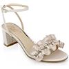 Jewel Badgley Mischka Badgley Mischka Jewel Desirie Ruffle Block Heel Sandal, Tacco Donna, Champagner, 39.5 EU