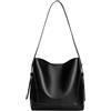 ZOVYRON Borsa a Secchiello per le Donne, Borsa a Tracolla in Pelle PU di Grande Capacità con Maniglia Superiore e Scatto Magnetico per Lavoro e Uso Quotidiano (Nero)