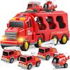 TEMI Giocattolo Antincendio 5 in 1 per Bambini 3-9 Anni, Trasporto Camion 1-3, Veicoli a Motore di Attrito 3-5, Regali di Compleanno e Natale