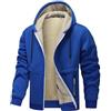 Generic Felpa invernale da uomo foderata in pile Sherpa pesante con zip e tasche, Azzurro, XL