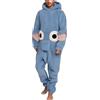 Cexiakong Tuta da uomo con elefante, soffice, con cappello, pigiama divertente elefante, abbigliamento casual, in velluto corallo, tuta da uomo e coppia, tuta invernale in peluche caldo, O azzurro