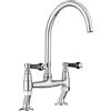 JASSFERRY Rubinetto tradizionale a ponte con leva in ceramica nera Monoblocco classico a 2 fori per lavello da cucina cromato con beccuccio girevole