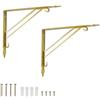 Z METNAL Staffe per mensole dorate, staffe triangolari, versatili ad angolo retto da parete, supporto per ponteggi, decorazione da parete moderna in ottone per scaffalature fai da te, oro, 2 pezzi
