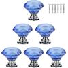 BOZONLI 6 Pezzi Pomelli per Mobili, Pomelli Manopole di Cristallo Blu 30mm Manopole a Forma Diamanti Maniglia per Porte Armadietti Cassetti e Guardaroba Accessori Mobili