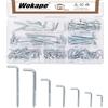 Wokape Set di 7 viti a forma di L, M2.4 M2.5 M2.8 M3.4 M3.7 M3.8 M4.7 Ganci autofilettanti ad angolo retto da appendere 7 ganci a vite quadrati per la casa (blu e bianco)