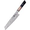 MITSUMOTO SAKARI Coltello Gyuto 22 cm, Coltello da Cucina in Damasco | Coltello da Cucina in Acciaio in Polvere AUS-10, Coltelli da Cucina Forgiato a Mano, Manico in Legno D'ombra E Melograno