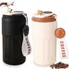 GOMETY 2 tazze da caffè con display digitale, thermos da 450 ml, in acciaio inox 316, per acqua e tè, tazza termica da caffè da go, tazza termica per auto, a prova di perdite con coperchio e gri