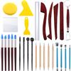 Swpeet - Kit di strumenti per modellare, 29 pezzi, per modellare a mano, per scolpire l'argilla, con penna a sfera, strumenti per punteggiare in legno, penne con punta in gomma, coltelli per scultura