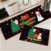 Hoimlm Set di 2 tappetini da cucina di Natale, tappeti natalizi lavabili antiscivolo per corridoio, soggiorno, cucina, Lavanderia (Natale Nero A, 40x120 cm+40x60 cm)