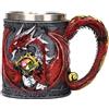 ZONSUSE Tazza di drago medievale, caraffa gotica del drago, tazza da caffè in acciaio inox, con manico a coda di pterosauro, e pietre preziose decorazione, idee regalo 450 ml (rosso drago)
