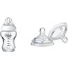 Tommee Tippee Biberon di Vetro Closer to Nature, 250 ml, + Tettarelle Closer to Nature, Flusso Medio, 2 Pezzi