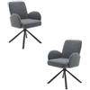 Stella Trading Malia Set di 2 Struttura in Metallo Nero, Grigio, comode sedie per Sala da Pranzo e Soggiorno, 58 x 86 x 63 cm