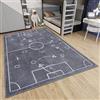 Hanse Home Adventures - Tappeto da calcio per bambini, per cameretta dei bambini, cameretta dei giochi, camera dei ragazzi, soggiorno, grigio scuro, 160 x 235 cm