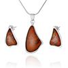 AMBEDORA Parure di Gioielli da Donna Brigitte K, Argento Sterling Lucidato, Ambra Baltica Color Cognac, Pedante D'argento su Catena e Orecchini