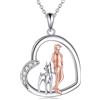 YFN Dachshund Collana per ragazze in argento Sterling con ciondolo a forma di cuore, per donne, Argento sterling