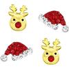 FIVE-D 2 paia di orecchini Natale Cappello di Babbo Natale e Albero di Natale in argento Sterling 925, con custodia, Onesize, Argento sterling, Senza pietra