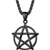 PROSTEEL Collana Uomo Pentagramma Rovesciato Nero, Ciondolo Pentacolo in Acciaio Inox