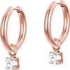 day berlin day.berlin orecchini a cerchio Fiona da donna placcati oro rosa 18k, 16mm di diametro con ciondolo in zirconia 5mm, acciaio inox 316L, senza nichel e resistenti all'acqua