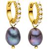Purelei® - Orecchini a cerchio da donna Pearly - Acciaio inossidabile placcato oro 18 carati / rosa/argento - Con scintillanti perle Keshi e perle di vetro - Orecchini Ø 15 mm - Gioielli unici, Normal