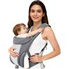 Mumgaroo Marsupio Neonato Ergonomico, 4 in 1 Marsupio per Tutte le Posizioni, Supporto per il Collo Pieghevole, Morbido e Traspirante, Spallacci Regolabili, Aperture delle Gambe Ispessite, 3-15 kg