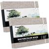 DagouColor Acquerello Sketchbook Libro, 2 Pack, Beige, 14 * 8.9cm | 30 Fogli, 300GSM Carta Colore Acquatico Pressata Freddo, Copertina Tessuto Libro per Artisti Principianti Adulti