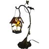 Bieye L30938 Lampada da tavolo in vetro colorato in stile Tiffany, stile cimitero spettrale, per decorazioni di Halloween (altezza 21 pollici, nido di pipistrello)