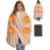 Moteoza Coperta Riscaldante Elettrica Senza Fili 160x90 cm, con Batteria 10000 mAh, 6 Zone di Riscaldamento, 3 Livelli di Temperatura, Plaid Termico USB per Casa, Ufficio, Auto, Campeggio(Kaki)