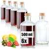 Wilhelm Sell® 6x bottiglie di vetro 500 ml con tappo in sughero
