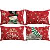 Artscope 4 Pezzi Federe Cuscini di Natale Cuscino Decorativo in Lino Natalizi per la Decorazione Domestica Soggiorno Camera da Letto Divano 30x50cm (Rosso - Popolo di Neve e Camion Albero di Natale)