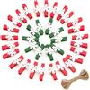 jijAcraft Piccole mollette in legno rosso e verde con fiocchi di neve: 3,5 cm, mollette per bucato in legno, con corda di iuta, 50 mini mollette per foto per calendario dell'Avvento, decorazione