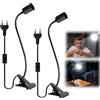 Behogan 2 lampadine a clip, portalampada E27 LED, lampada a morsetto regolabile 360°, collo flessibile e interruttore, lampada da lettura LED, per interni, nero