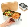 VINATO Portapranzo Acciaio Inox 700ml, Lunch Box Ermetico con Scomparto, Bento Box per Ufficio, Scuola e Viaggi, Porta Pranzo Acciaio Inox Durevole e Leggero