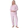 Camille Pigiama da donna in 2 pezzi, super morbido, in pile spesso, a maniche lunghe, con elastico in vita per il massimo comfort e calore, Acqua, 18-20