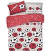 PENSIERI DELICATI Parure Copripiumino Matrimoniale 100% Cotone, Completo di Sacco 250x200cm e 2 Federe 52x82cm, Made in Italy, Copripiumino Lavabile In Lavatrice A 40°, Fantasia Calcio Rosso