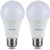 V-TAC Lampadina LED con Attacco E27 8,5W (Equivalenti a 60W) A60-806 Lumen - Massima Efficienza e Risparmio Energetico - 3000K Luce Bianca Calda (Confezione da 2)