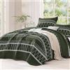 Andency Set copripiumino per letto king size californiano, 3 pezzi (1 trapunta a righe e 2 federe), stile bohémien, estivo, leggero, reversibile, in microfibra