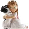 dekora - Figura Decorativa per Prima Comunione - Bambina con Cagnolino - Realizzata in Resina - Decorazione per Torte - 11,5 cm Altezza - Design Originale e Dettagliato - Adatta al Contatto Alimentare
