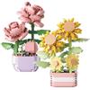 CYIOU 2 Pezzi Mini Fiori Succulenti Bonsai Mattoncini 367 PCS+317 PCS Set di Blocchi di Fiori Artificiali Bonsai Giocattolo da Costruire Blocchi da Costruzione (rose + girasoli)