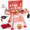 CUTE STONE barbecue giocattolo in pietra per bambini, set da cucina, set da gioco realistico per barbecue con fumo e accessori da cucina Rosa