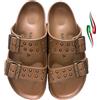 Magenta KALIFORNIA CIABATTE BORCHIE DONNA MAGENTAX spiaggia mare morbida e leggero doppia fibbia borchiata anatomica made italy (bronzo borchie, Sistema Taglie Calzature EU, Adulto, Donna, Numero, Media, 39)