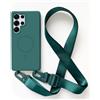 JIYUDZ JIYU Cover Magnetica per Samsung Galaxy S25 Ultra con Cordino,Custodia Silicone Compatibile con MagSafe,Cover Silicone Antiurto con Corda Collana Tracolla Laccio Protettiva Case,Verde