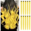 ELNX 10 Estensioni per Capelli Gialli | 22 Clip-In Extension Capelli | Ciocche Lunghe Lisce Sintetiche per Ragazze, Bambini, Donne, Feste, Natale (Giallo)
