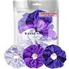 Basic Sense Lussuosi elastici per capelli luccicanti e luccicanti, per acconciature e coda di cavallo, set di 3 pezzi, assortimento viola