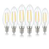 Hellum Lampadine LED E14 bianco caldo, 6 pezzi, lampadina LED trasparente a forma di candela in sostituzione di una da 25 Watt, luminosità 250 lumen, 2700 Kelvin E14 220162