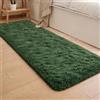 Swsen Tappeto rotondo per soggiorno, super morbido, con fondo antiscivolo, moderno, lavabile, a pelo lungo, 140 x 180 cm, verde scuro