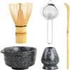 Ecofocet 5 in 1 Set Accessori per Matcha Cerimonia Tè Giapponese con Ciotola Matcha, Frusta Matcha in Bambù Naturale, Paletta Bambù, Porta Frullino per Tè Cerimonia (Nero)