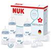 NUK First Choice Perfect Start Set Biberon | 0-6 Mesi | 4 x Biberon Anti-Colica (150 ml, 300 ml), 2 x Tettarelle, 1 x Succhietto First Choice, 1 x Scovolino per Biberon | Balena | 8 Pezzi