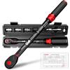 HYCHIKA BETTER TOOLS FOR BETTER LIFE HYCHIKA Chiave Dinamometrica 1/2 40-220 Nm - Precisione ±2%, 72 Denti Doppio Senso, Sistema Click, con Adattatore 3/8, Prolunga e Bussole (17, 19, 21mm).