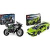 LEGO Technic Motocicletta Kawasaki Ninja H2R, Giochi per Bambini e Bambine da 10 Anni & Technic Lamborghini Huracán Tecnica, Modellino di Auto da Costruire