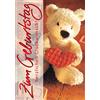Perleberg Biglietto di compleanno di alta qualità della collezione Basic Classic Orsacchiotto con cuore - biglietto di compleanno con busta, 11,6 x 16,6 cm